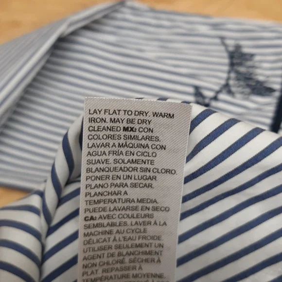 Chico's Navy and White Embroidered Striped Tunic Blouse - Picture 9 of 9